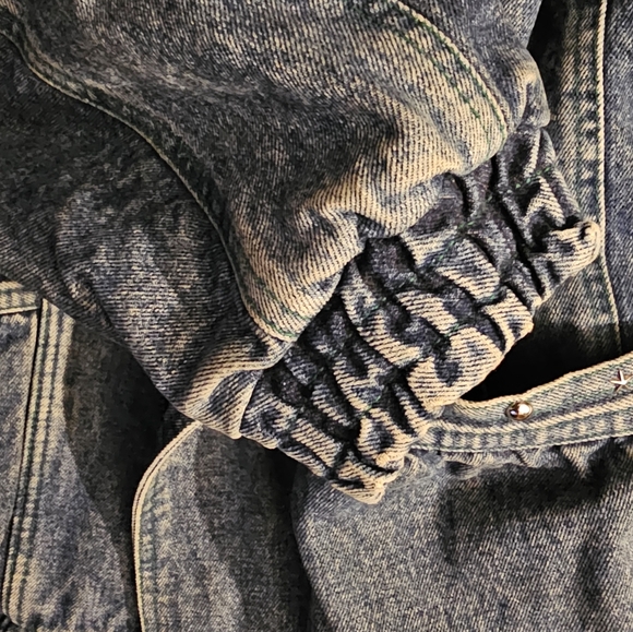 Truckee River Llama Ranch 80s Denim Bomber Jacket Fur Lining W-878 - Picture 15 of 16